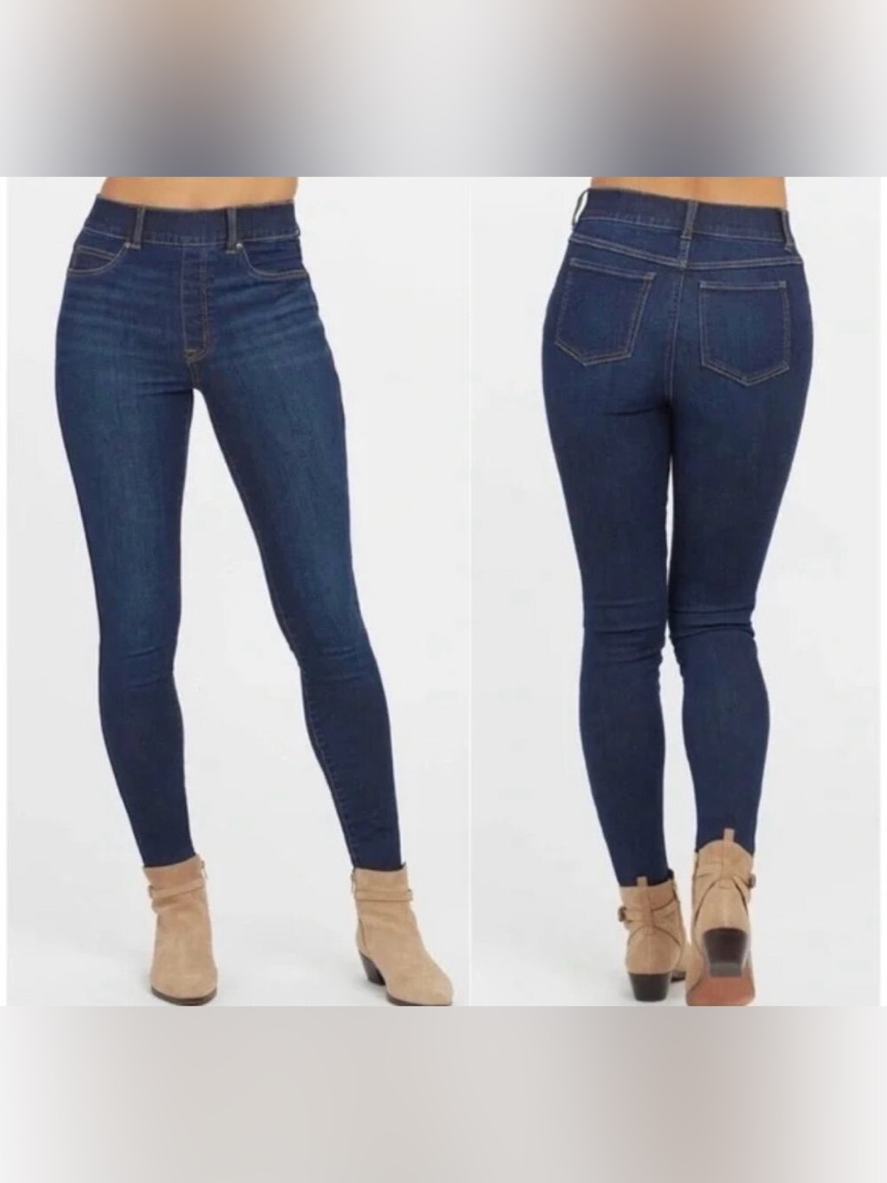 Spanx Womens Blue Skinny Pull On Jeans Size M